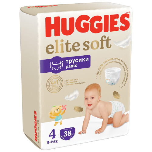 Купить Huggies Elite Soft подгузники трусики 9-14кг 4 размер 38шт цена