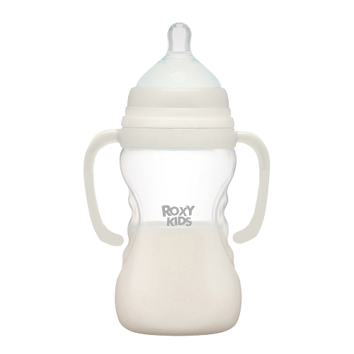 Roxy-kids бутылочка для кормления с широким горлом и ручками силиконовая соска размер l 6+ 260 мл/кокосовый