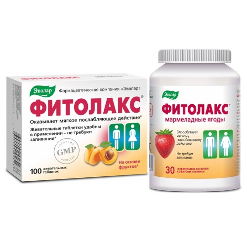 Набор ФИТОЛАКС таблетки жевательные 100шт. + ФИТОЛАКС МАРМЕЛАДНЫЕ ЯГОДЫ пастилки жевательные 30шт.