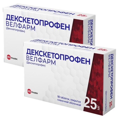 Набор из 2-х уп Декскетопрофен Велфарм 25мг №10 табл со скидкой