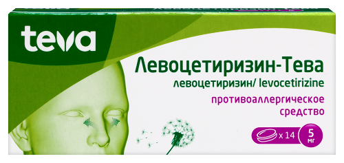 Левоцетиризин-тева 5 мг 14 шт. таблетки, покрытые пленочной оболочкой