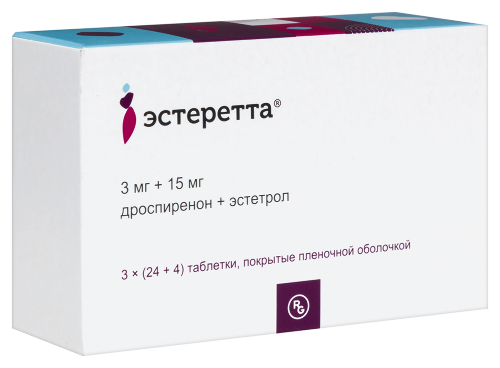 Эстеретта 3 мг+15 мг 84 шт. таблетки, покрытые пленочной оболочкой