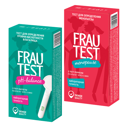 Набор: Тест для определения менопаузы FRAUTEST 2 шт.+ Тест для определения уровня кислотности влагалища Frautest ph-balance