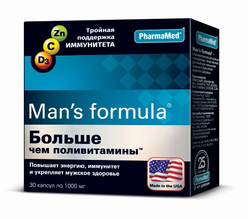 MAN S FORMULA БОЛЬШЕ ЧЕМ ПОЛИВИТАМИНЫ N30 КАПС МАССОЙ 1000МГ