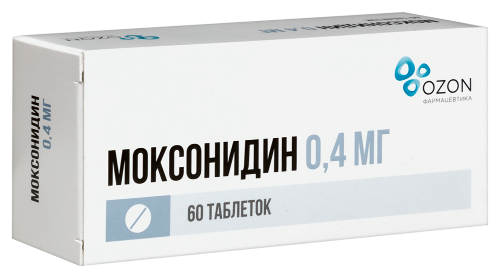Моксонидин 0,4 мг 60 шт. блистер таблетки, покрытые пленочной оболочкой