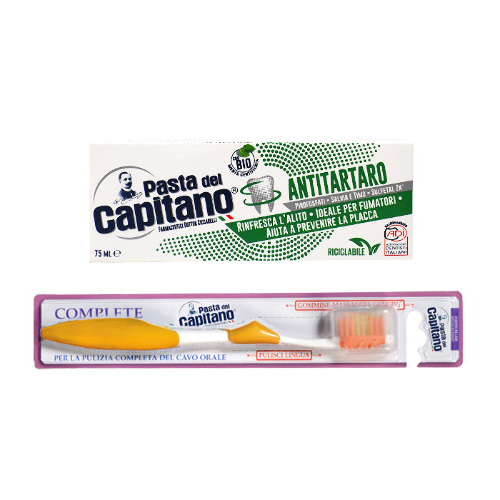 Набор Pasta del Capitano: з/паста для курящих 75 мл + з/щетка жесткая  по выгодной цене!
