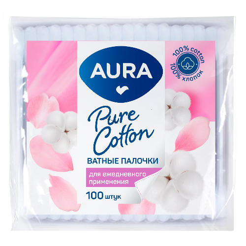 Aura ватные палочки 100 шт. пакет