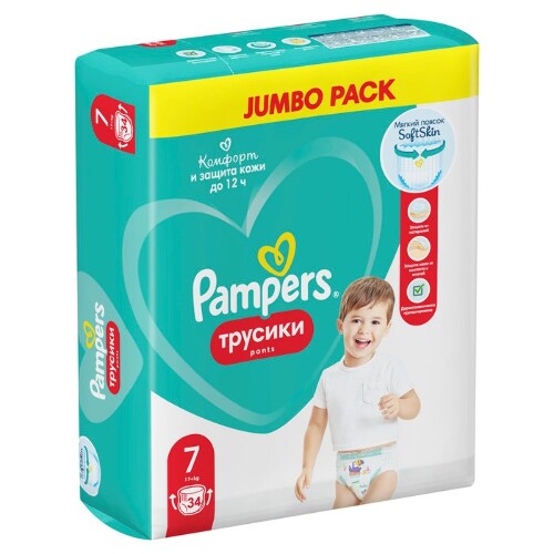 Pampers подгузники-трусики pants для мальчиков и девочек размер 7 34 шт.