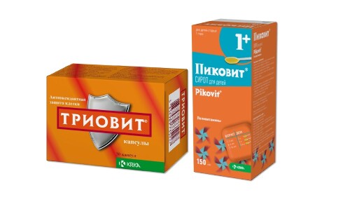 Набор ТРИОВИТ 30 капс. + ПИКОВИТ сироп для детей 150 мл - цена 1188.28 ...