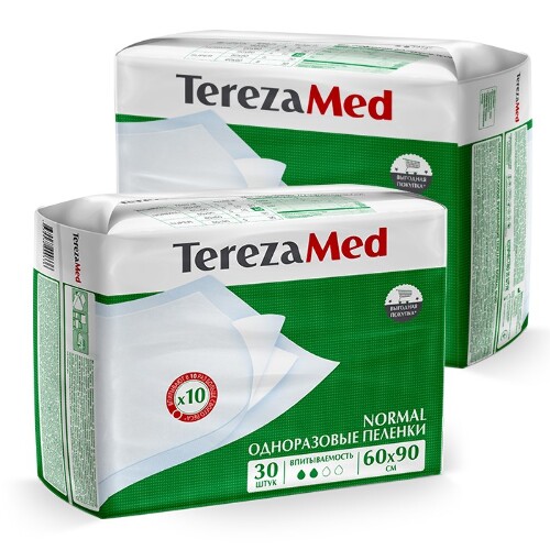 Набор TerezaMed пеленки одноразовые впитывающие normal 60х90 см 30 шт. 2 уп по специальной цене 