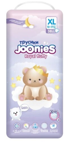 Купить Joonies royal fluffy подгузники-трусики для детей xl/12-17 кг 38 шт. цена