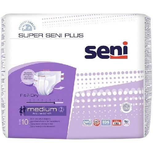 Купить Seni super plus подгузники для взрослых размер medium обхват талии 75-110 10 шт. по цене 892 руб в Москве Seni super plus подгузники для взрослых размер medium обхват талии 75-110 10 шт.