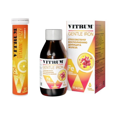 Набор Витрум Легкодоступное Железо и Витрум витамин С шипучий по специальной цене