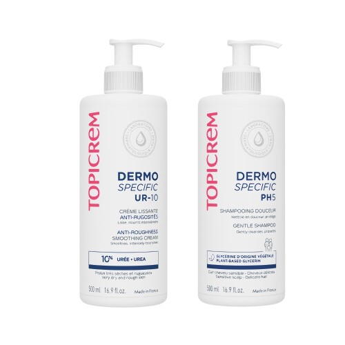 Набор Dermo specific ur-10 крем смягчающий для огрубевшей кожи 500мл + ph5 шампунь мягкий для детей 500мл со скидкой