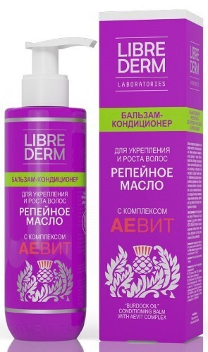 Librederm репейное масло с комплексом аевит бальзам-кондиционер для укрепления и роста волос 200 мл