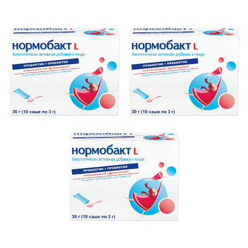 НАБОР ПРОБИОТИК И ПРЕБИОТИК НОРМОБАКТ L N10 САШЕ ПО 3,0Г  закажи 3 упаковки со скидкой