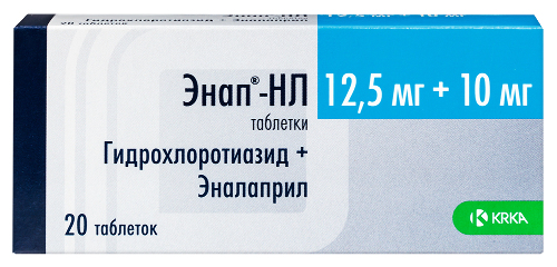 Купить Энап-нл 12,5 мг + 10 мг 20 шт. таблетки цена