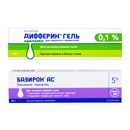 Набор ДИФФЕРИН 0,1% 30,0 ГЕЛЬ Д/НАРУЖ ПРИМ и БАЗИРОН АС 5% 40,0 ГЕЛЬ по спец цене