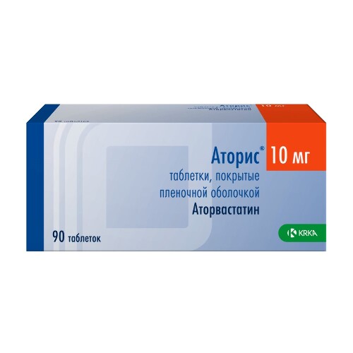 Аторис 10 мг 90 шт. таблетки, покрытые пленочной оболочкой