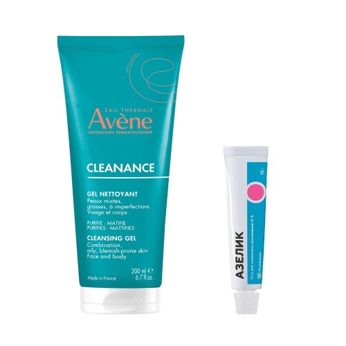 Набор AVENE КЛИНАНС ГЕЛЬ ОЧИЩАЮЩИЙ МАТИРУЮЩИЙ 200МЛ + АЗЕЛИК 15% 15,0 ГЕЛЬ