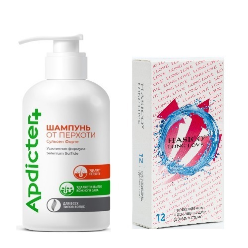 Набор из 2х средств HASICO: ПРЕЗЕРВАТИВЫ longer продлевающие N12+ Шампунь от перхоти Сульсен