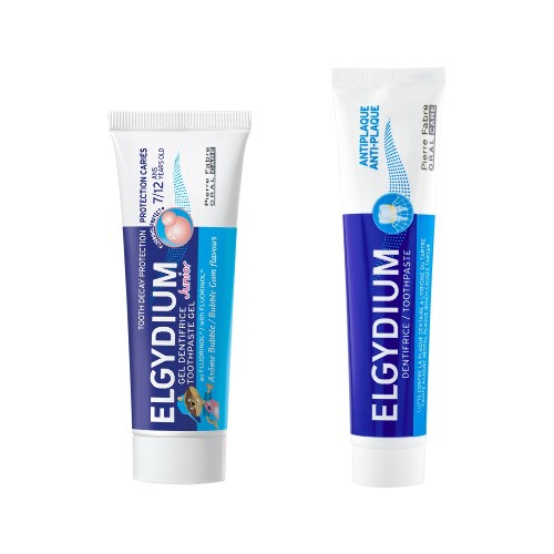 Набор ЭЛЬГИДИУМ ЗУБНАЯ ПАСТА-ГЕЛЬ Д/ДЕТЕЙ СТАРШЕ 7 ЛЕТ ЗАЩИТА ОТ КАРИЕСА СО ВКУСОМ ЖВАЧКИ 50МЛ + ЭЛЬГИДИУМ ЗУБНАЯ ПАСТА ПРОТИВ З