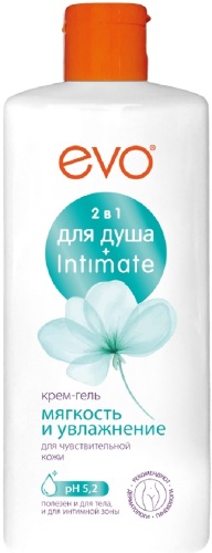 Evo крем-гель 2 в 1 для душа и интимной гигиены мягкость и увлажнение 400 мл