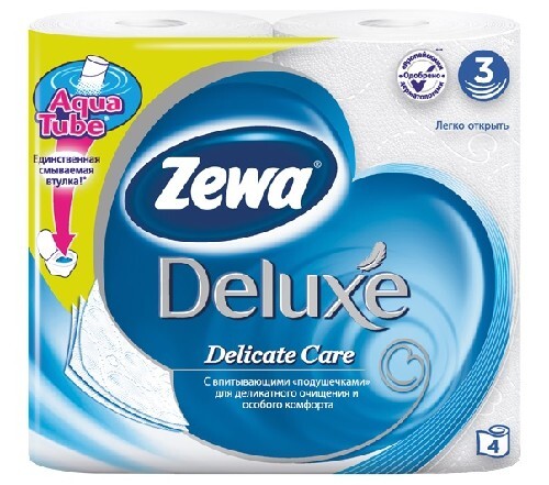 Купить Zewa туалетная бумага делюкс белая 3 слоя 4 шт. цена