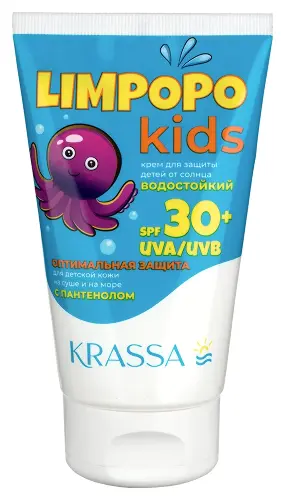 KRASSA LIMPOPO KIDS КРЕМ ДЛЯ ЗАЩИТЫ ДЕТЕЙ ОТ СОЛНЦА SPF 30+ 150МЛ