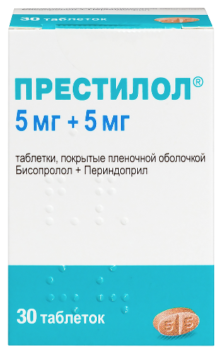 Престилол 5 мг + 5 мг 30 шт. таблетки, покрытые пленочной оболочкой