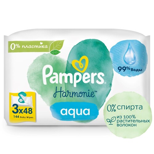 Купить Pampers салфетки harmonie aqua детские 48 шт. х 3 цена