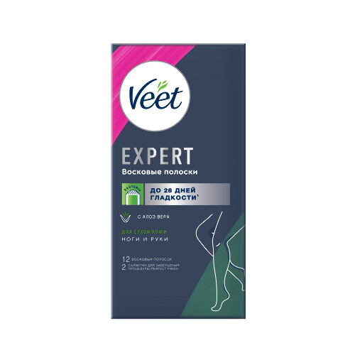 Veet expert восковые полоски для сухой кожи 12 шт.