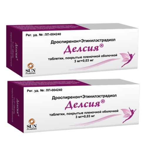 Набор из 2 уп Делсия 3 мг + 0,03 мг 63 шт. табл ППО