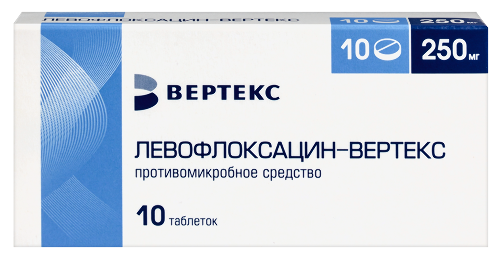 Левофлоксацин-вертекс 250 мг 10 шт. таблетки, покрытые пленочной оболочкой