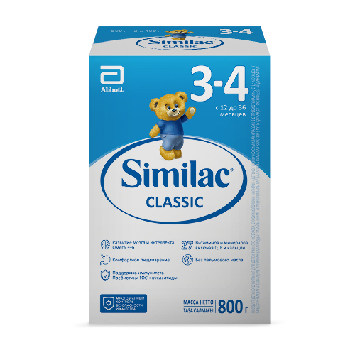 Similac классик 3 сухой напиток детское молочко с пребиотиками 800 гр