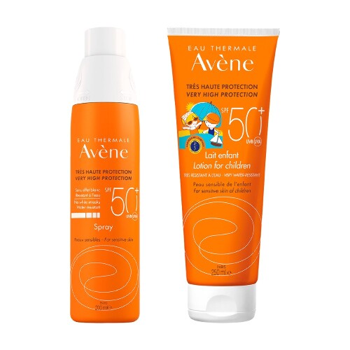 Набор AVENE СПРЕЙ СОЛНЦЕЗАЩИТНЫЙ SPF50+ 200МЛ + AVENE СОЛНЦЕЗАЩИТНОЕ ДЕТСКОЕ МОЛОЧКО SPF50+ 250МЛ