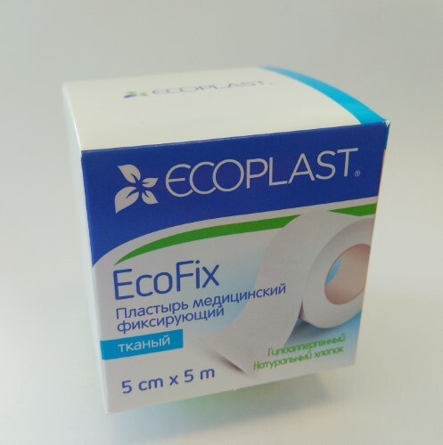 Купить Ecoplast пластырь медицинский фиксирующий тканевый ecofix 5x5 цена