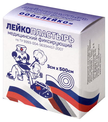 Лейкопластырь медицинский фиксирующий 3 смх500 см/инд.уп/лейко
