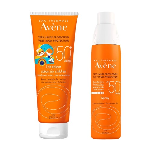 Набор AVENE СОЛНЦЕЗАЩИТНОЕ ДЕТСКОЕ МОЛОЧКО SPF50+ 250МЛ + AVENE СПРЕЙ СОЛНЦЕЗАЩИТНЫЙ SPF50+ 200МЛ