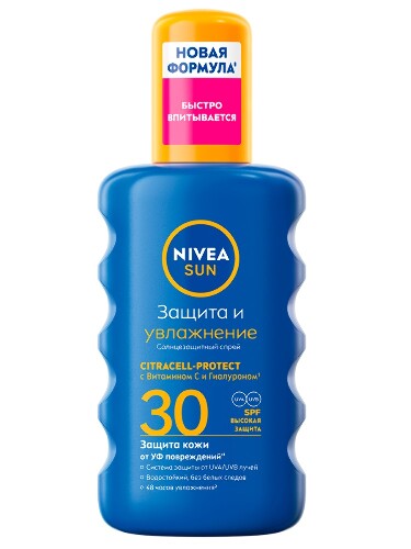 Nivea sun спрей солнцезащитный защита и увлажнение spf30 200 мл