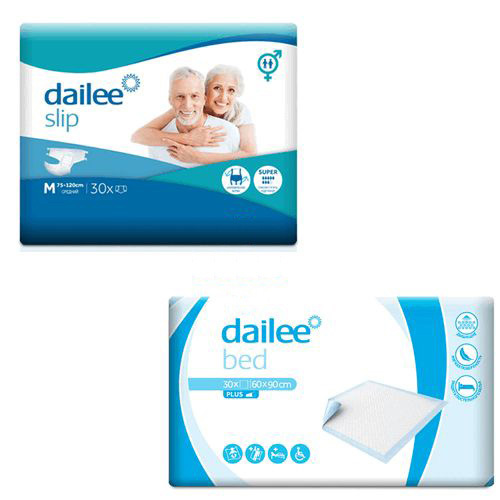 Набор Подгузники для взрослых DAILEE размер M 30 штук + Пелёнки DAILEE 30 штук 60х90 см