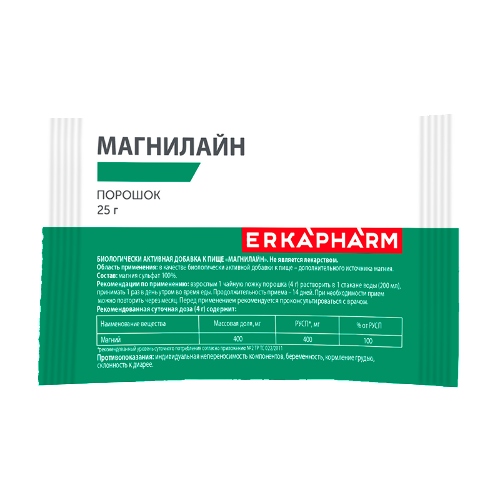 Erkapharm магнилайн 25 гр пакет порошок/эркафарм