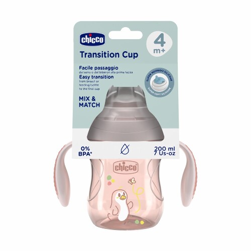 Chicco transition cup поильник 4+ 200 мл/розовый