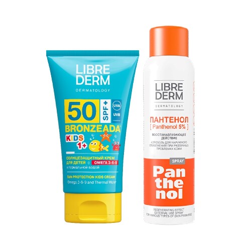 Набор ЛИБРИДЕРМ: солнцезащитный крем для детей SPF50 + спрей пантенол 130г