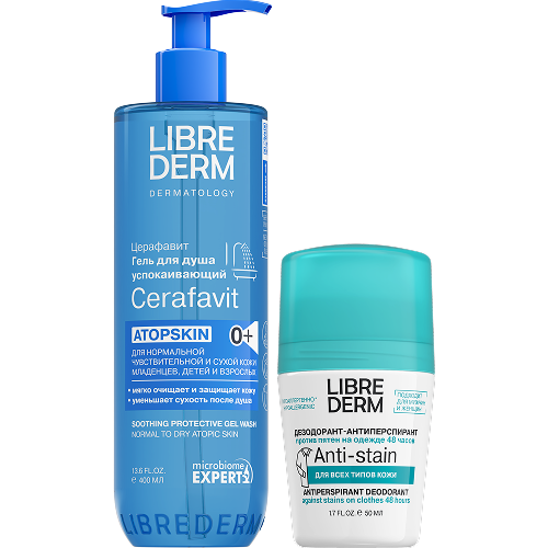 Набор ЛИБРИДЕРМ: гель для душа для чувствительной кожи 400мл + дезодорант шариковый женский 50мл