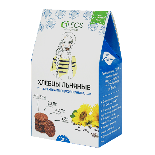Oleos хлебцы льняные с семенами подсолнечника 100 гр