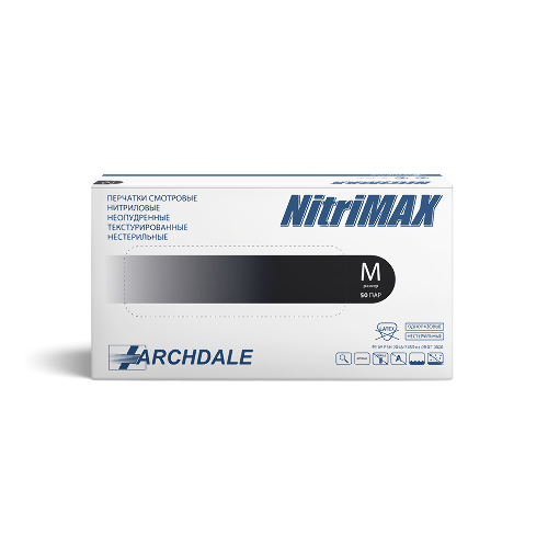 Купить Перчатки смотровые archdale nitrimax нитриловые нестерильные неопудренные текстурированные m 50 пар/черный цена