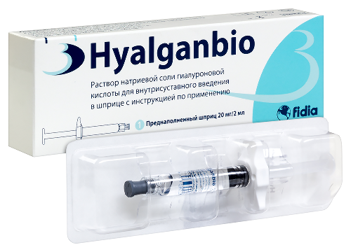 Hyalganbio раствор натриевой соли гиалуроновой кислоты для для внутрисуставного введения 20 мг/2 мл 1 шт. шприц