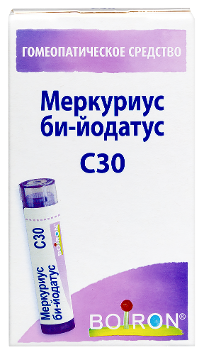 Купить Меркуриус би-йодатус с30 гомеопатические монокомп препарат минерально-химич происхожд гранулы гомеопатические 4 гр цена
