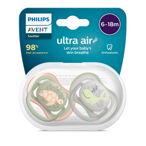 Avent соска-пустышка силиконовая ultra air 6-18 мес 2 шт. scf085/60